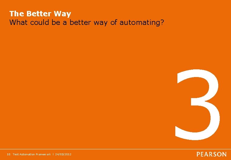 The Better Way What could be a better way of automating? 10 Test Automation