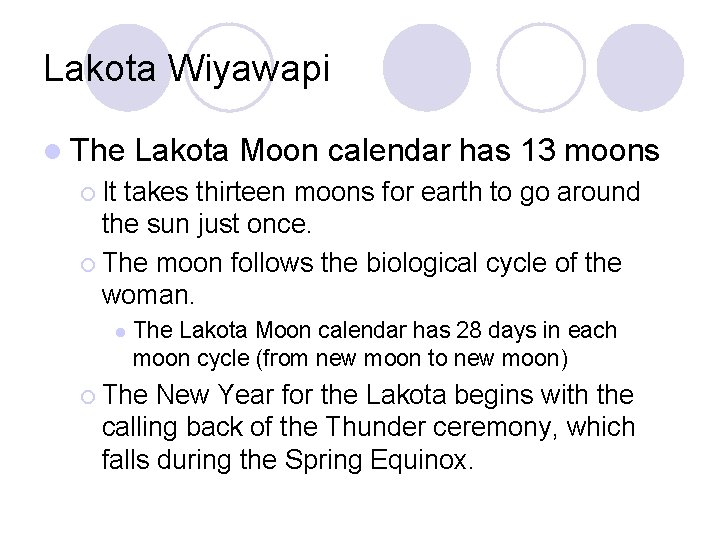 Moon in lakota
