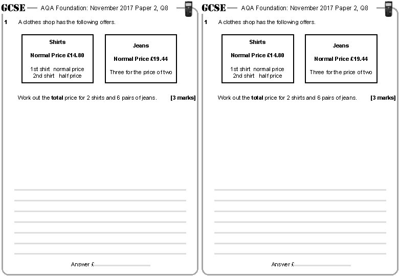 AQA Foundation: November 2017 Paper 2, Q 8 1 AQA Foundation: November 2017 Paper