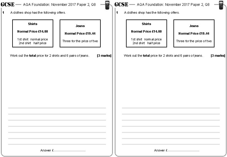 AQA Foundation: November 2017 Paper 2, Q 8 1 AQA Foundation: November 2017 Paper