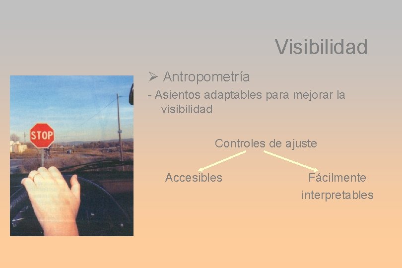 Visibilidad Antropometría - Asientos adaptables para mejorar la visibilidad Controles de ajuste Accesibles Fácilmente