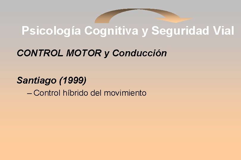 Psicología Cognitiva y Seguridad Vial CONTROL MOTOR y Conducción Santiago (1999) – Control híbrido
