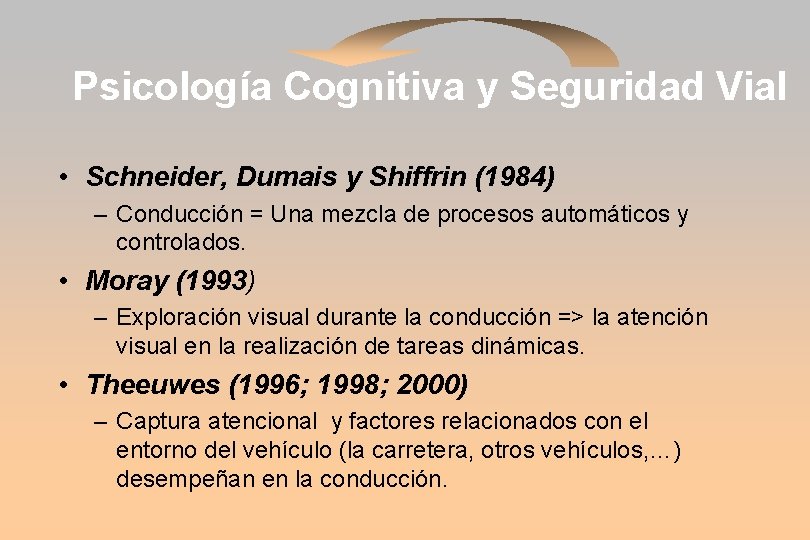 Psicología Cognitiva y Seguridad Vial • Schneider, Dumais y Shiffrin (1984) – Conducción =