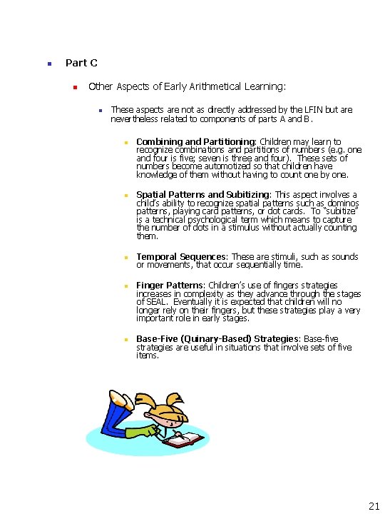 n Part C n Other Aspects of Early Arithmetical Learning: n These aspects are n Part C n Other Aspects of Early Arithmetical Learning: n These aspects are