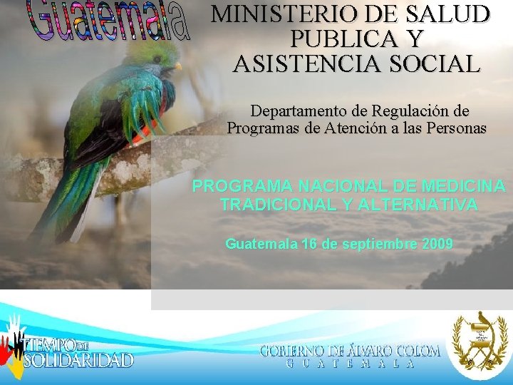 MINISTERIO DE SALUD PUBLICA Y ASISTENCIA SOCIAL Departamento de Regulación de Programas de Atención