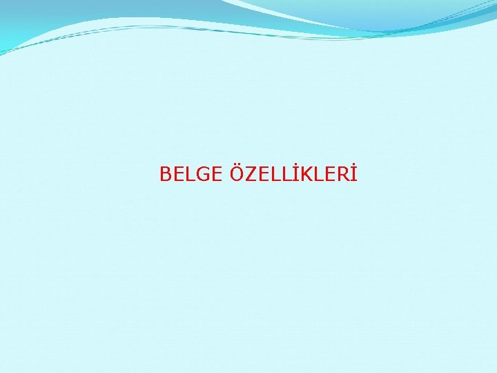 BELGE ÖZELLİKLERİ 