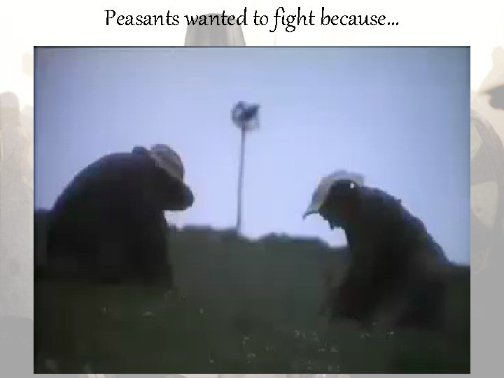 Peasants wanted to fight because… 
