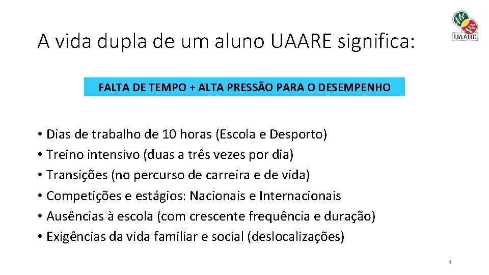 A vida dupla de um aluno UAARE significa: FALTA DE TEMPO + ALTA PRESSÃO