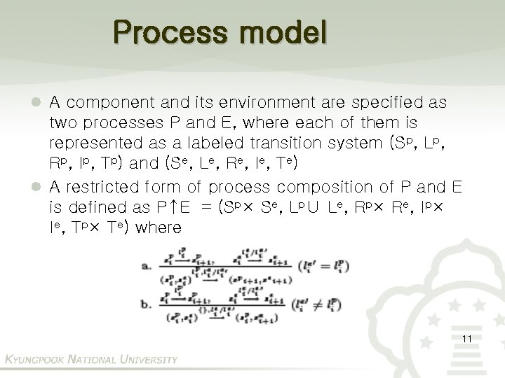 Process model A component and its environment are specified as two processes P and