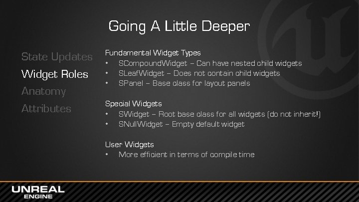 Going A Little Deeper State Updates Widget Roles Anatomy Attributes Fundamental Widget Types •