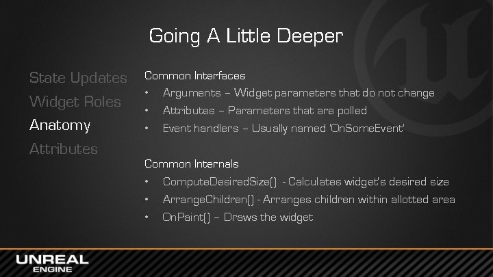 Going A Little Deeper State Updates Widget Roles Anatomy Attributes Common Interfaces • Arguments