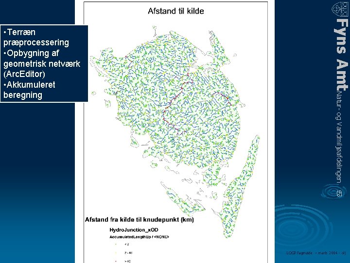 Fyns Amt Natur- og Vandmiljøafdelingen • Terræn præprocessering • Opbygning af geometrisk netværk (Arc.
