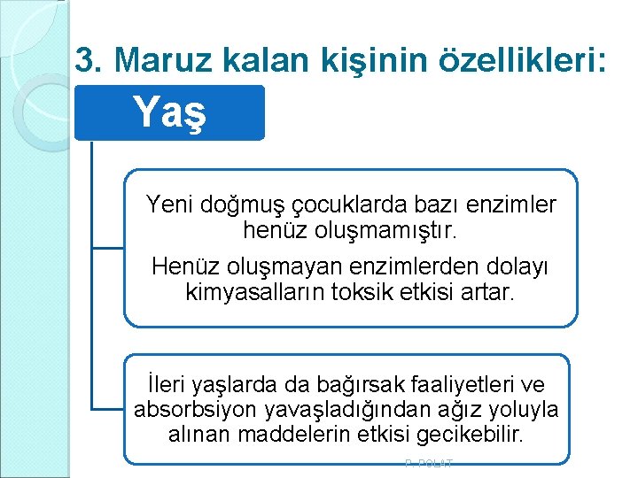 3. Maruz kalan kişinin özellikleri: Yaş Yeni doğmuş çocuklarda bazı enzimler henüz oluşmamıştır. Henüz 3. Maruz kalan kişinin özellikleri: Yaş Yeni doğmuş çocuklarda bazı enzimler henüz oluşmamıştır. Henüz