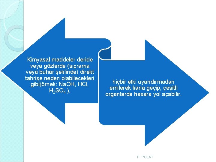 Kimyasal maddeler deride veya gözlerde (sıçrama veya buhar şeklinde) direkt tahrişe neden olabilecekleri gibi(örnek: Kimyasal maddeler deride veya gözlerde (sıçrama veya buhar şeklinde) direkt tahrişe neden olabilecekleri gibi(örnek: