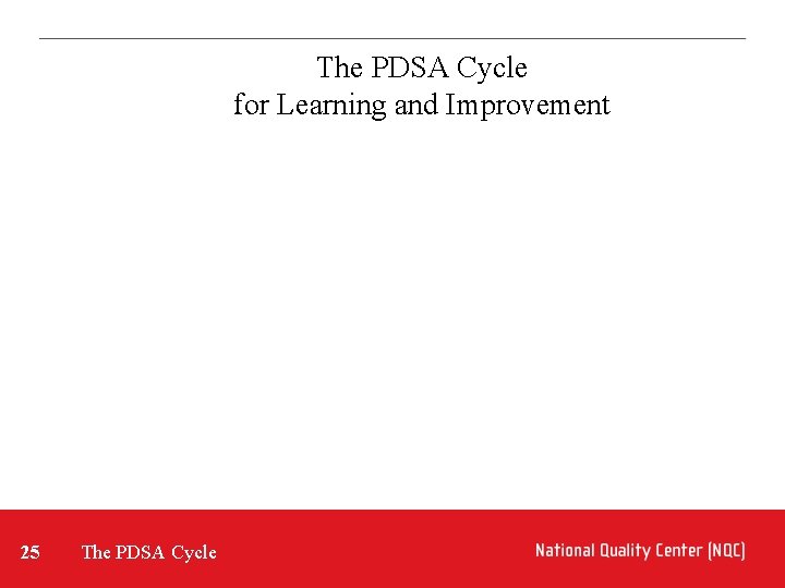 The PDSA Cycle for Learning and Improvement 25 The PDSA Cycle 