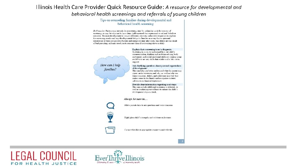 Illinois Health Care Provider Quick Resource Guide: A resource for developmental and behavioral health