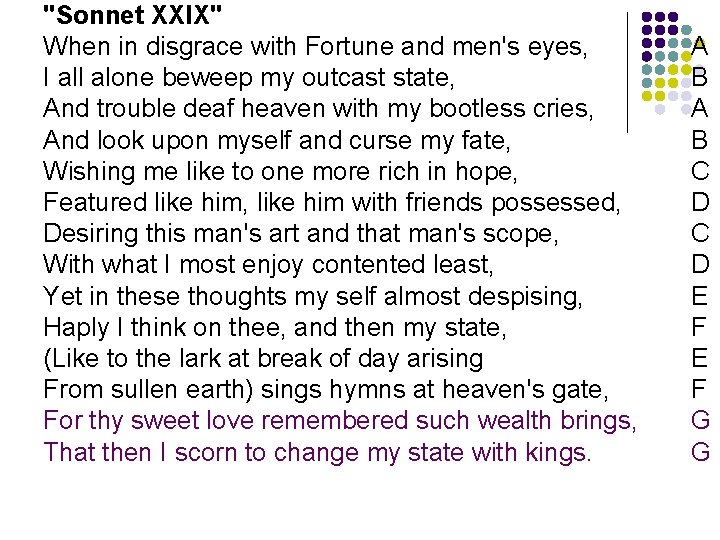 "Sonnet XXIX" When in disgrace with Fortune and men's eyes, I all alone beweep