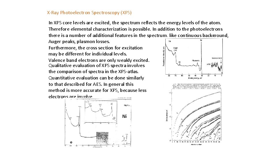 X-Ray Photoelectron Spectroscopy (XPS) In XPS core levels are excited, the spectrum reflects the