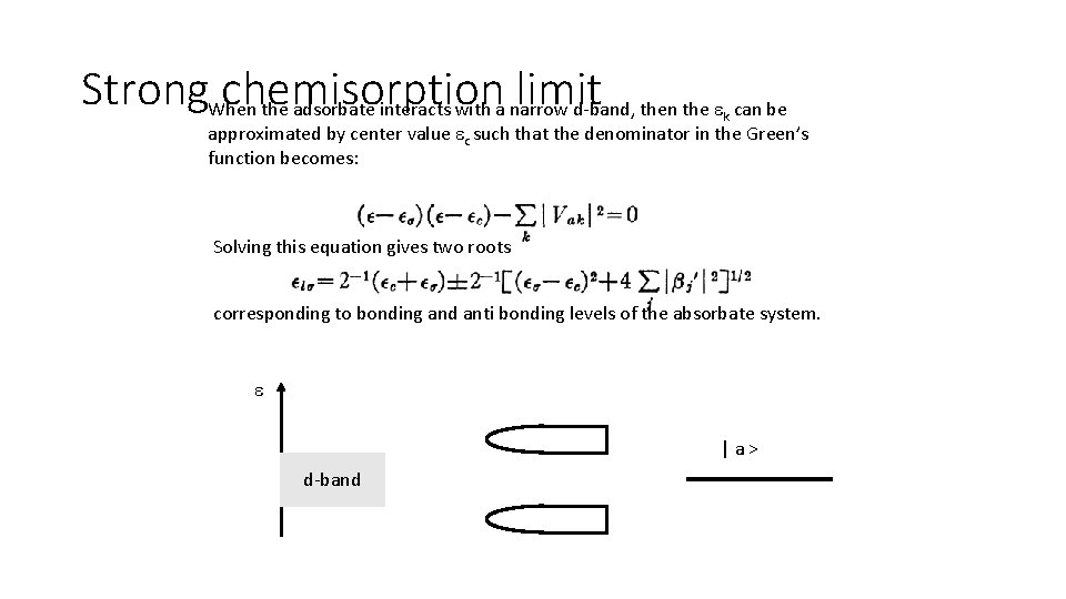 Strong. When chemisorption limit the adsorbate interacts with a narrow d-band, then the e