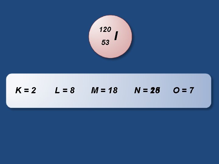 120 53 K=2 L=8 I M = 18 N = 18 25 O=7 