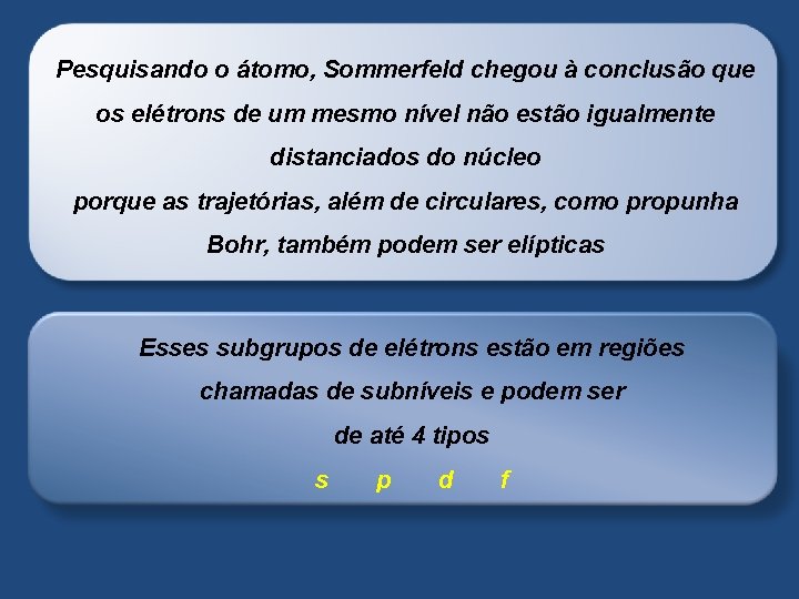 Pesquisando o átomo, Sommerfeld chegou à conclusão que os elétrons de um mesmo nível