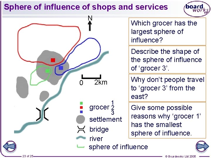 Sphere of influence of shops and services N Which grocer has the largest sphere