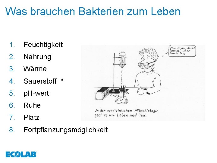 Was brauchen Bakterien zum Leben 1. Feuchtigkeit 2. Nahrung 3. Wärme 4. Sauerstoff *