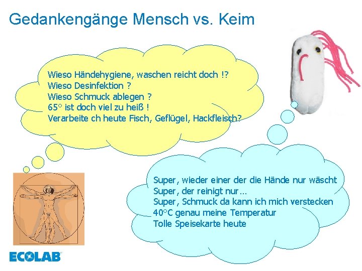 Gedankengänge Mensch vs. Keim Wieso Händehygiene, waschen reicht doch !? Wieso Desinfektion ? Wieso