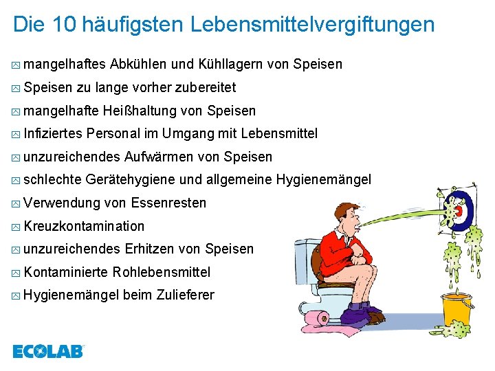 Die 10 häufigsten Lebensmittelvergiftungen y mangelhaftes y Speisen Abkühlen und Kühllagern von Speisen zu