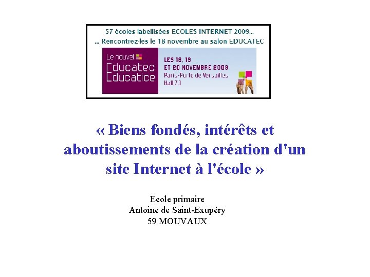  « Biens fondés, intérêts et aboutissements de la création d'un site Internet à