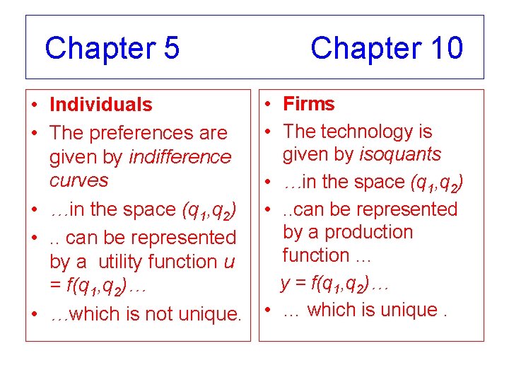 Chapter 5 • Individuals • The preferences are given by indifference curves • …in