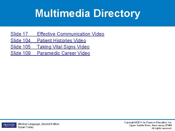Multimedia Directory Slide 17 Slide 104 Slide 105 Slide 109 Effective Communication Video Patient Multimedia Directory Slide 17 Slide 104 Slide 105 Slide 109 Effective Communication Video Patient