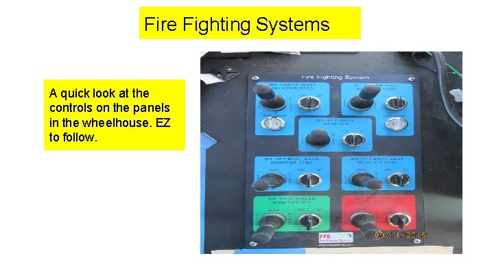 Fire Fighting Systems A quick look at the controls on the panels in the