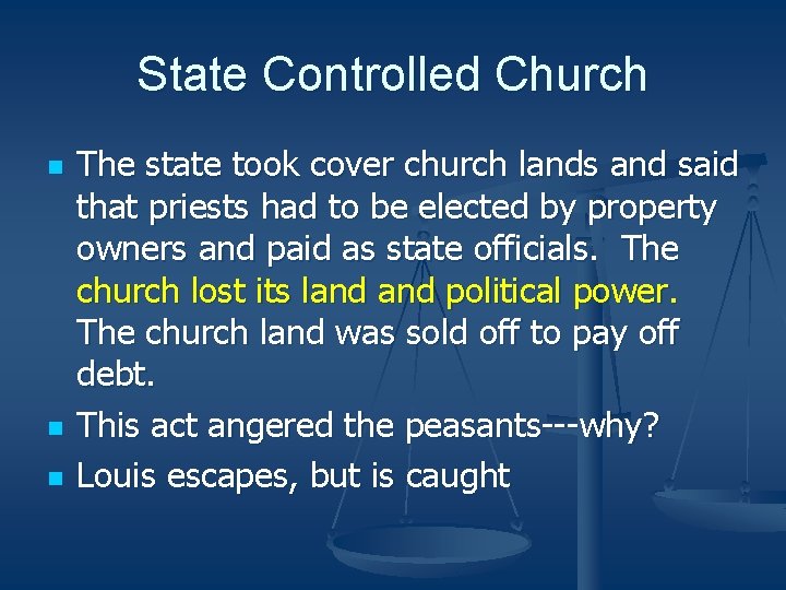 State Controlled Church n n n The state took cover church lands and said State Controlled Church n n n The state took cover church lands and said