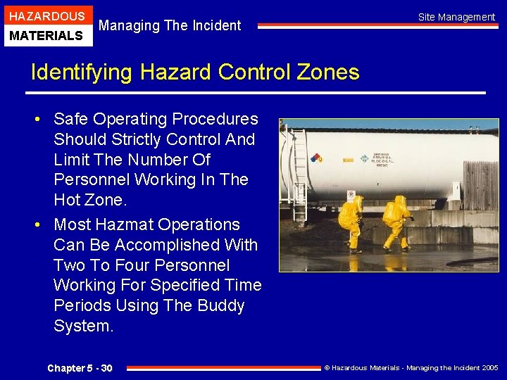 HAZARDOUS MATERIALS Site Management Managing The Incident Identifying Hazard Control Zones • Safe Operating