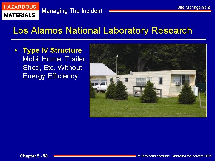 HAZARDOUS MATERIALS Managing The Incident Site Management Los Alamos National Laboratory Research • Type