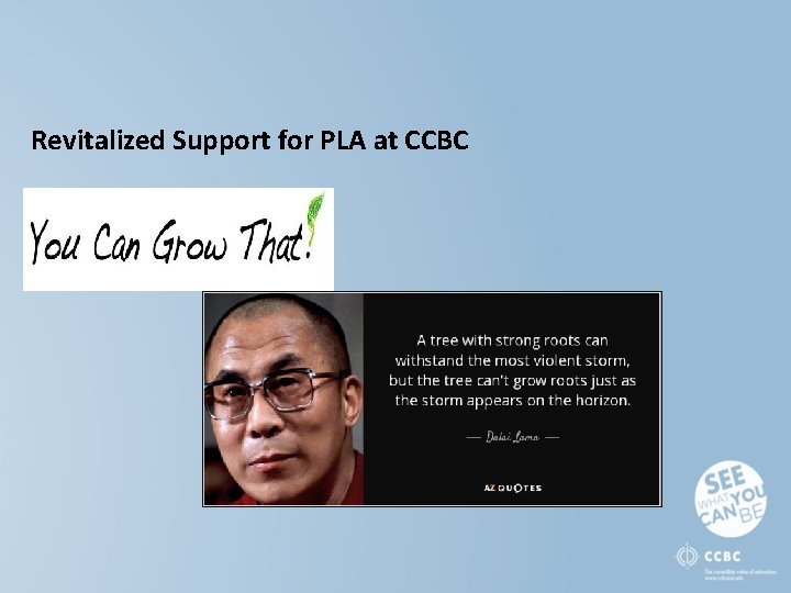 Revitalized Support for PLA at CCBC 