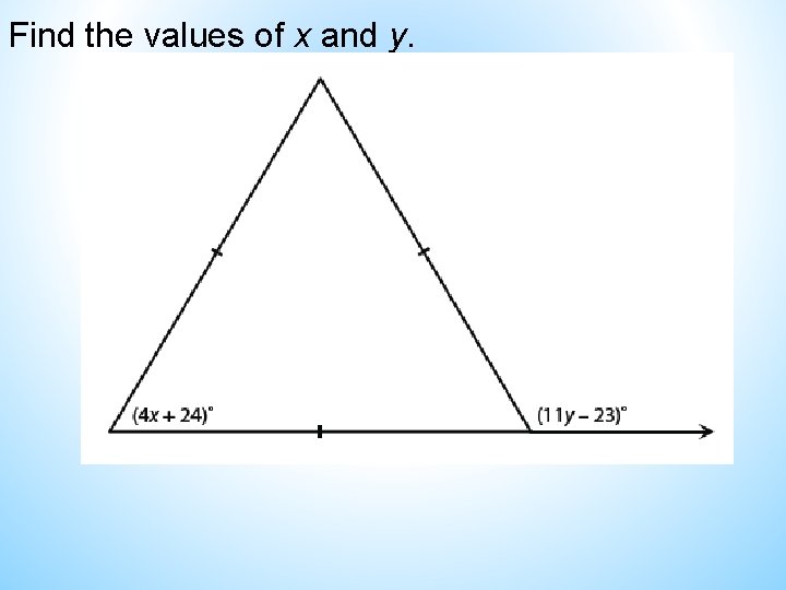 Find the values of x and y. Find the values of x and y.