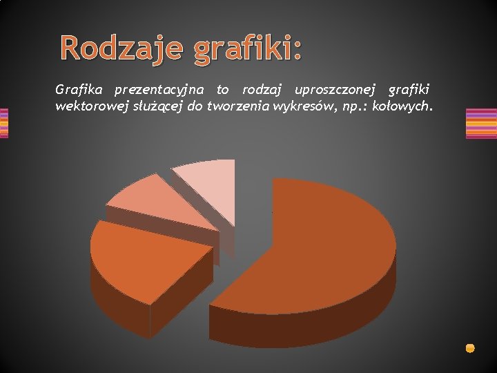 Rodzaje grafiki: Grafika prezentacyjna to rodzaj uproszczonej grafiki wektorowej służącej do tworzenia wykresów, np.