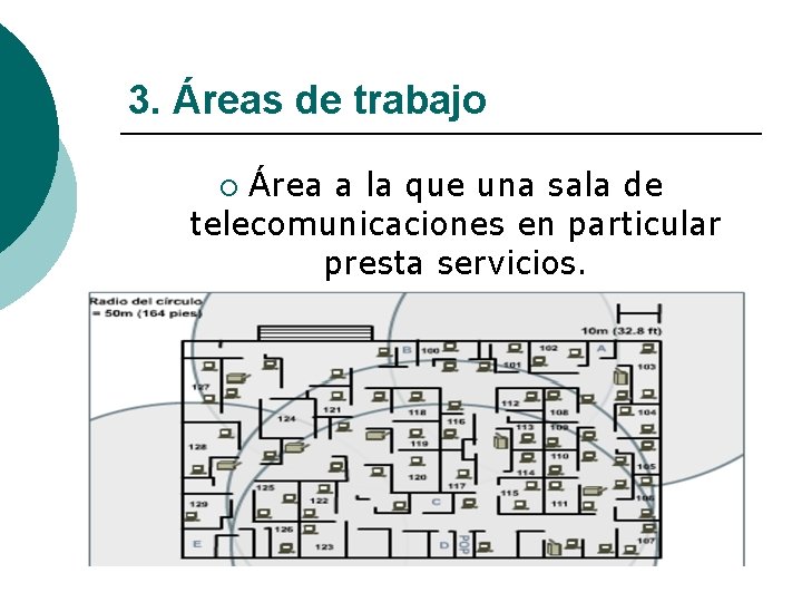 3. Áreas de trabajo Área a la que una sala de telecomunicaciones en particular