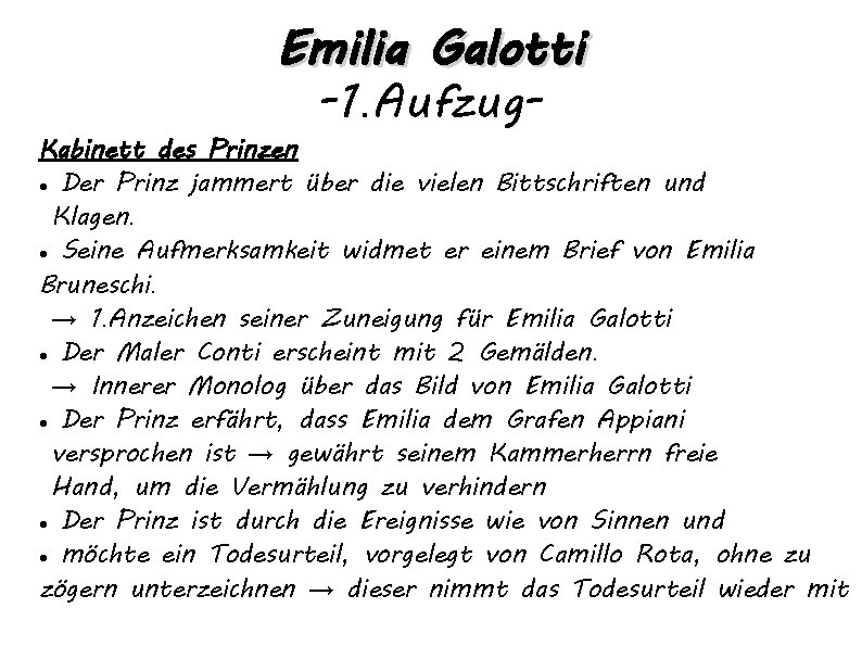 Emilia Galotti -1. Aufzug- Kabinett des Prinzen Der Prinz jammert über die vielen Bittschriften