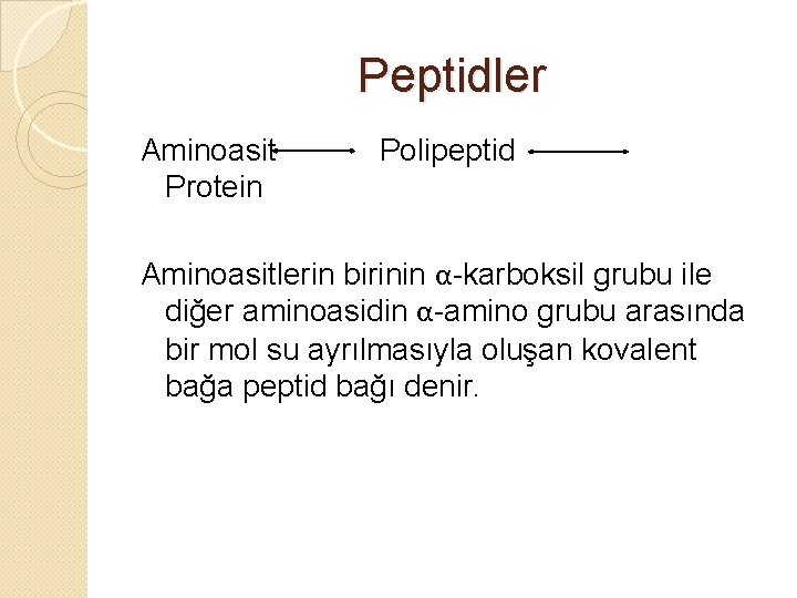 Peptidler Aminoasit Protein Polipeptid Aminoasitlerin birinin α-karboksil grubu ile diğer aminoasidin α-amino grubu arasında