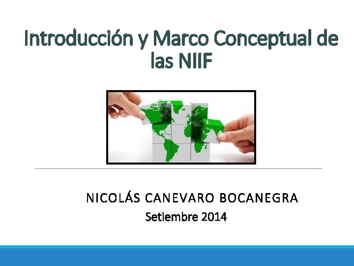 Introducción y Marco Conceptual de las NIIF NICOLÁS CANEVARO BOCANEGRA Setiembre 2014 