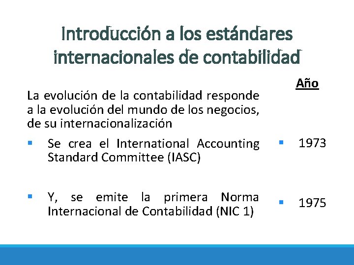 Introducción a los estándares internacionales de contabilidad La evolución de la contabilidad responde a