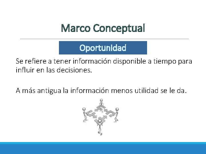Marco Conceptual Oportunidad Se refiere a tener información disponible a tiempo para influir en