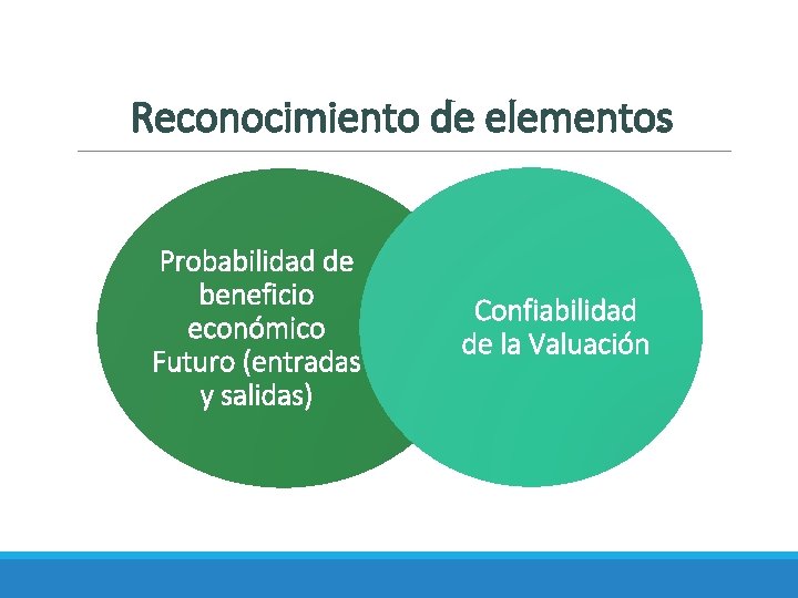 Reconocimiento de elementos Probabilidad de beneficio económico Futuro (entradas y salidas) Confiabilidad de la