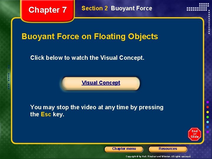 Chapter 7 Section 2 Buoyant Force on Floating Objects Click below to watch the