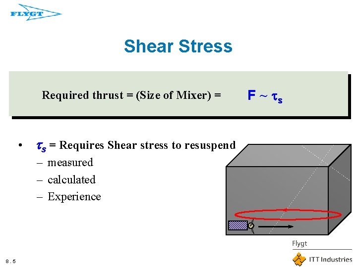 Shear Stress Required thrust = (Size of Mixer) = • ts = Requires Shear