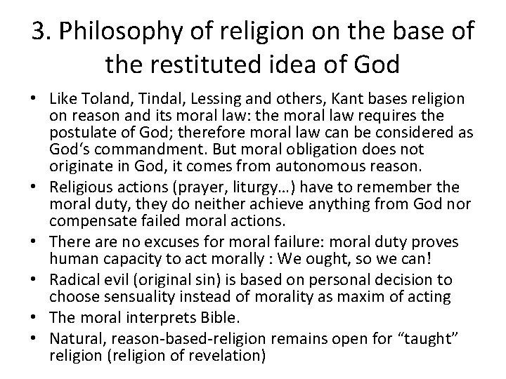 3. Philosophy of religion on the base of the restituted idea of God •