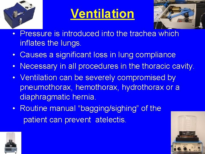 Ventilation • Pressure is introduced into the trachea which inflates the lungs. • Causes Ventilation • Pressure is introduced into the trachea which inflates the lungs. • Causes